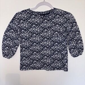 Gap Kids Girls Floral Shirt Long Sleeve Medium Blue W/ White Flowers Kidcore